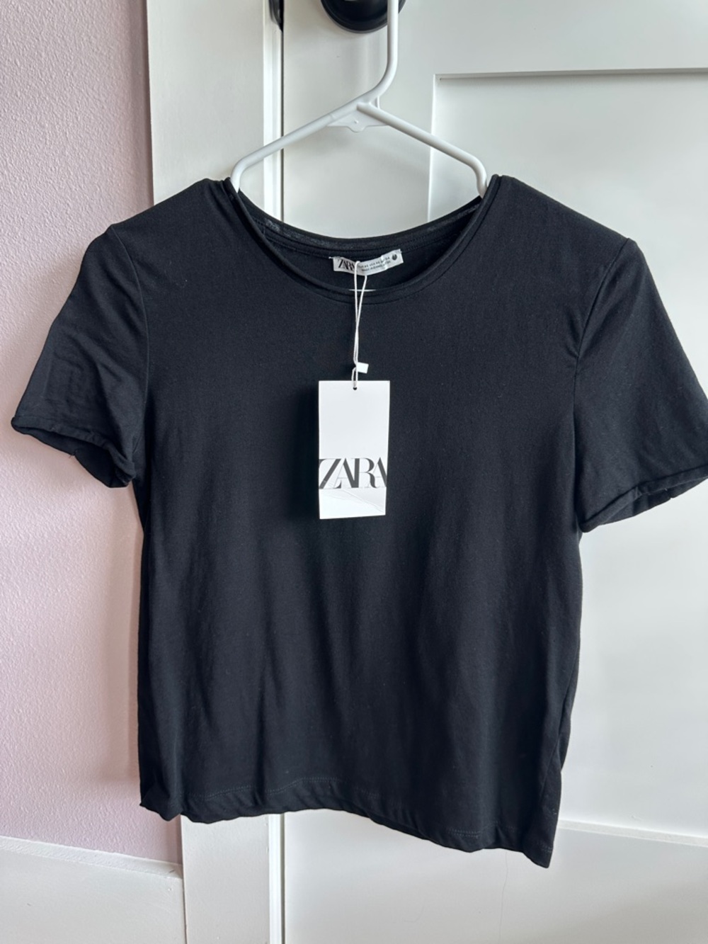 NWT ZARA Black Short Sleeve Crewneck Tee